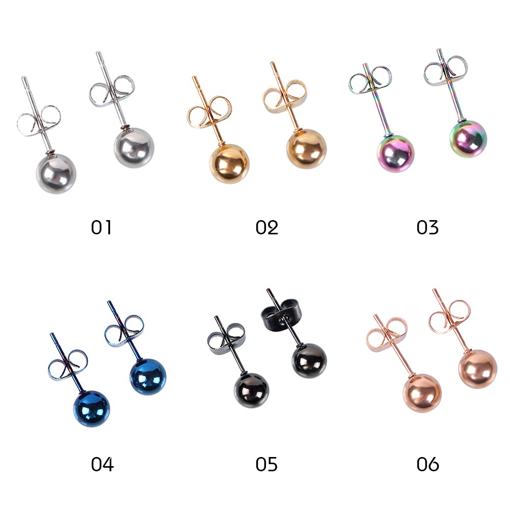 【HOT  SALE】1Pcs Anti Allergy Mini Size 5mm/6mm Beads Ear Stud Earrings Colorful Ear Jewelry Daily Decoration