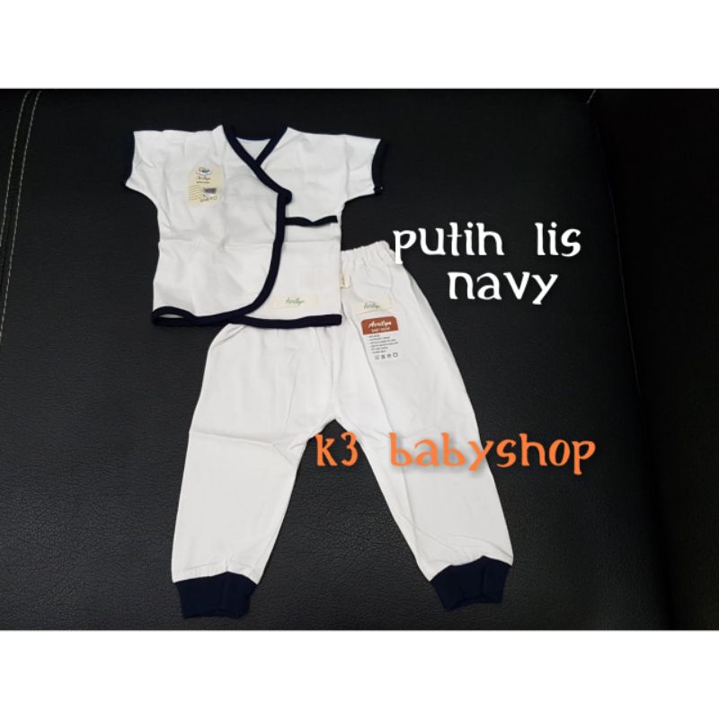Aerilyn setelan kimono pendek celana panjang stelan baju bayi piyama 0-3 bulan dan 3-6bln baju newborn abu khaki putih navy pink ungu tosca two tone murah