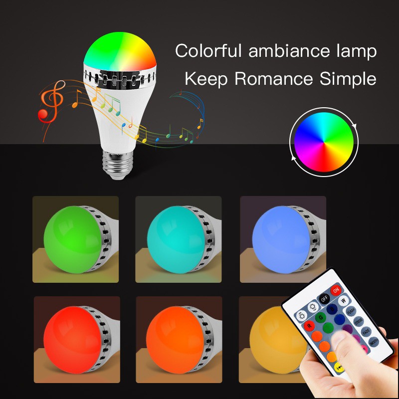 Lampu Bohlam Speaker Musik Bluetooth 2 in 1 Warna RGB