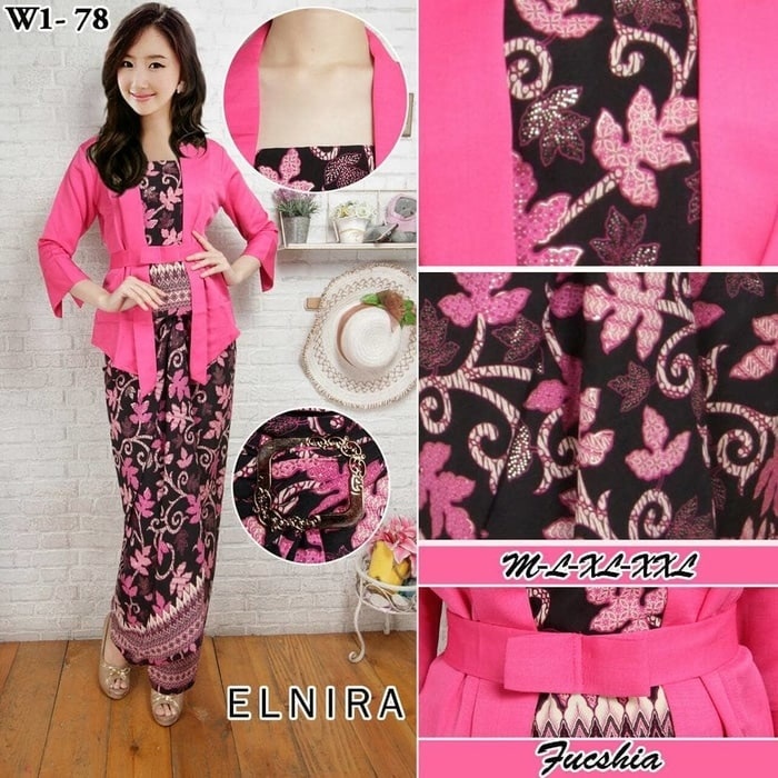 SETELAN KEBAYA WANITA ELNIRA / COMBI PINK FANTA DAN WARNA LAIN