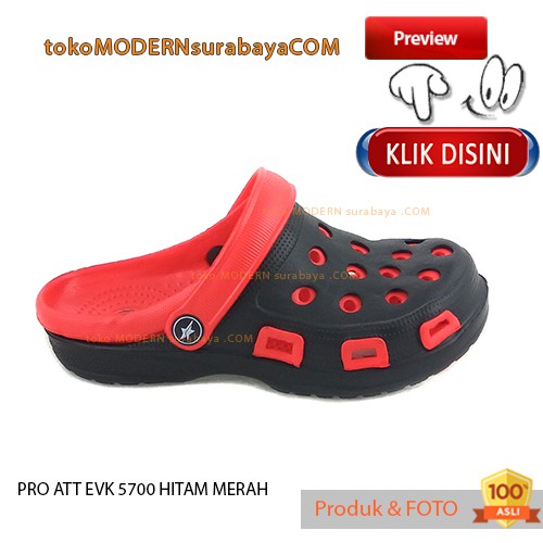 PRO ATT EVK 5700 HITAM MERAH sandal anak sandal bakpao ringan