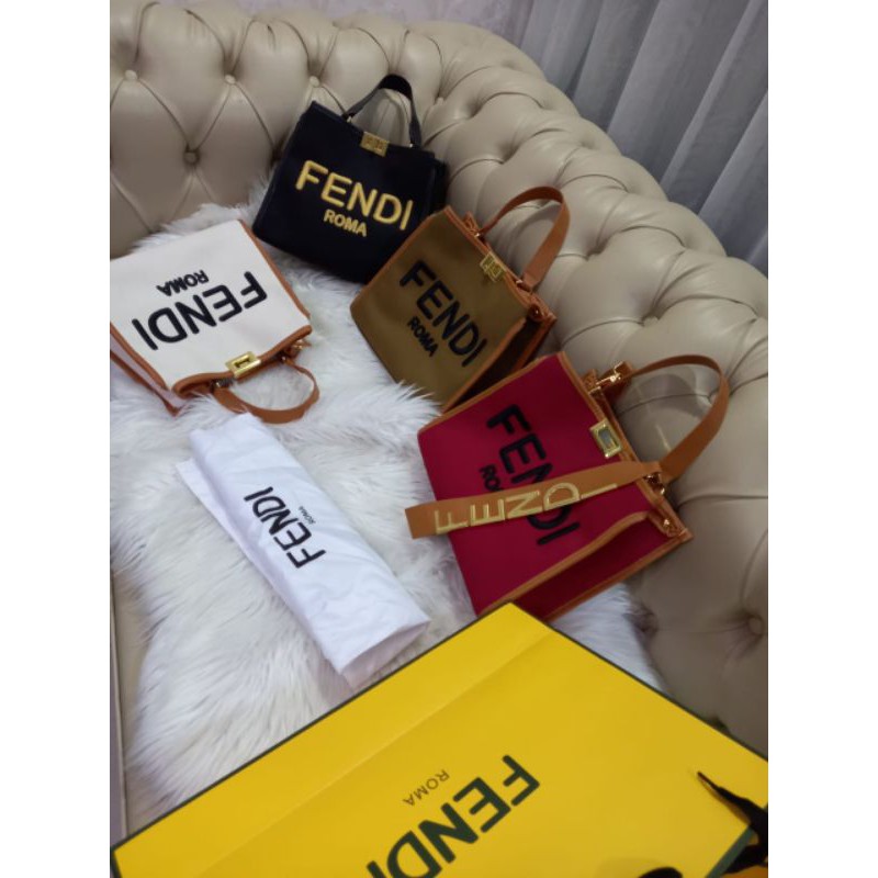 NEW TOTE FENDI/ TOTEBAG CANVAS/ BEST QUALITY/ WITH PAPER BAG AND NOSER/ REAL PIC / TAS BRANDED