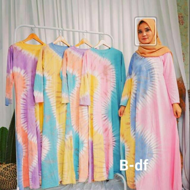 Gamis Kaos Rainbow 3 Baju Muslimah Lengan Panjang Fashion Batik Wanita Mall Grosir Murah