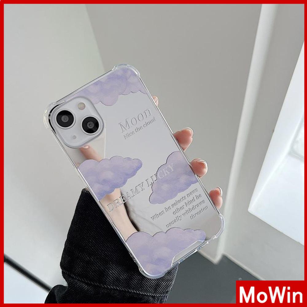 iPhone Case Acrylic Luxury Makeup Mirror Airbag Shockproof Protection Camera Purple Clouds Cute Compatible For iPhone 11 iPhone 13 Pro Max iPhone 12 Pro Max iPhone 7 Plus iPhone xr