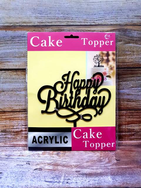 CAKE TOPPER HAPPY BIRTHDAY HIASAN KUE ULTAH AKRILIK TULISAN SELAMAT ULANG TAHUN DEKORASI KUE BDAY