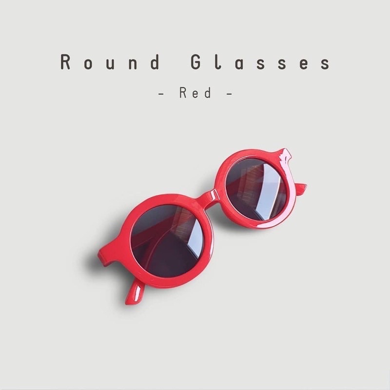 Kacamata Anak Sunglasses Bayi Balita Baby Kids Cute Anti UV Ootd Fashion Anak Cowok Cewek Laki Laki-Red Bulat