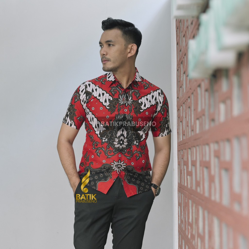 MERANATA KEMEJA BATIK LENGAN PENDEK ATASAN BATIK MODERN ANAK MUDA HEM SLIMFIT BATIK SOLO PREMIUM BAJ