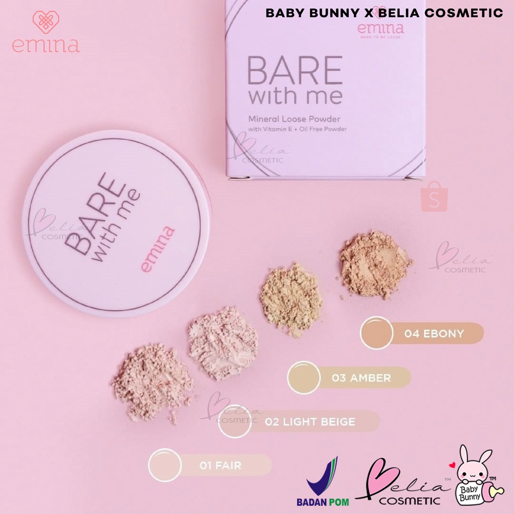 ❤ BELIA ❤ EMINA Bare with Me Mineral Loose Powder 8g | bedak tabur emina