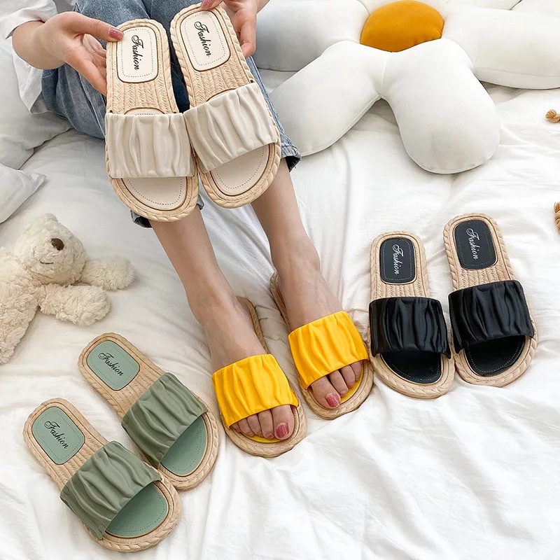 Sandal Slop Slip on Shoes Sendal Teplek Wanita Sendal Flat Karet MALL SHOPPING