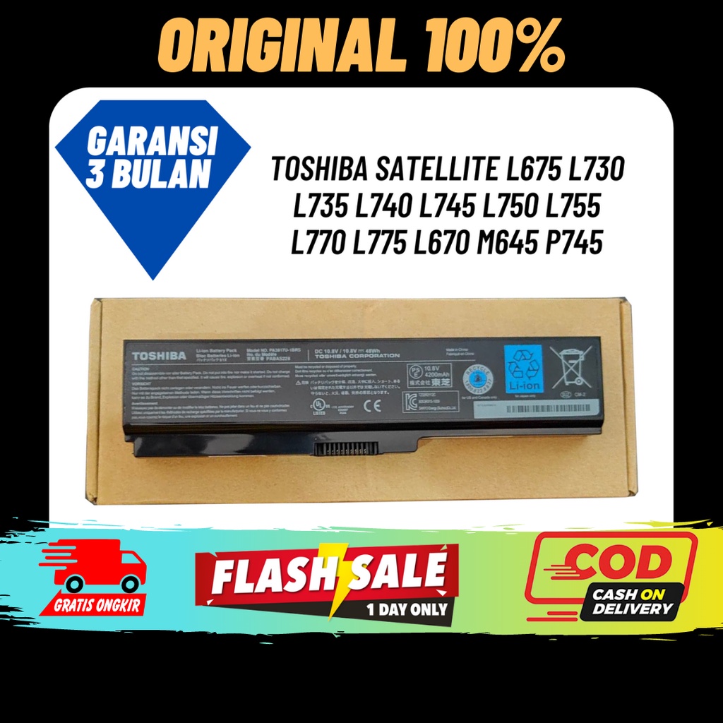 Baterai ORI Toshiba Satellite L675 L730 L735 L740 L745 L750 L755 L770 L775 L670 M645 P745 BATRE