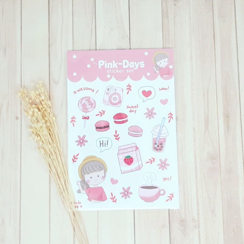 

PINK DAYS Cute Sticker Set Kisscut- Planner Sticker Handmade by Winda Lee