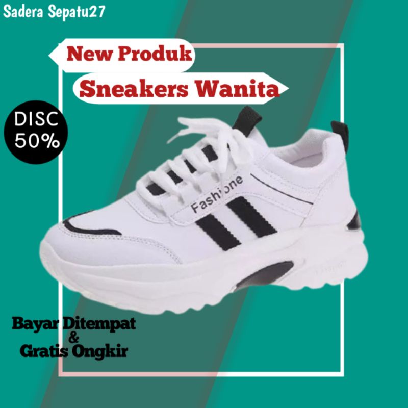 08/860 Sepatu vans cewek Sneakers Tali Lokal Berkualitas Putih Spatu Terbaru Spatu Korea Wanita