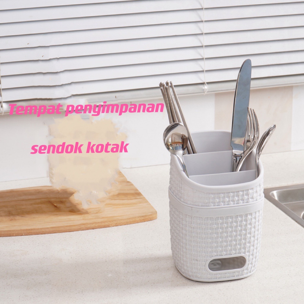 Tempat Sendok Garpu Dengan Tirisan Tempat Peralatan Dapur Cutlery Drainer Organizer