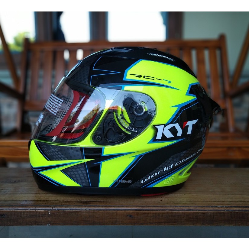  Helm  KYT  RC7  Seri 16 Yellow Fluo Gun Metal Full Face 