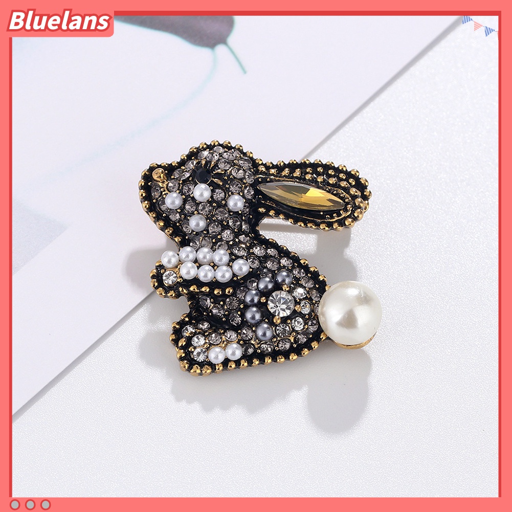 Bros Pin Bentuk Kelinci Aksen Mutiara Berlian Imitasi Untuk Wanita