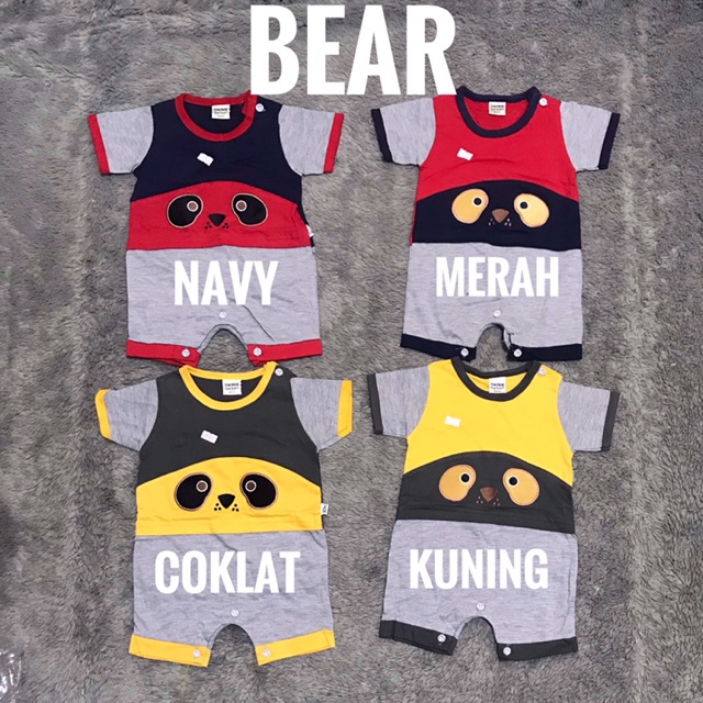 Romper Bayi / Jumper Pendek Bayi TOMTOM Motif Panda and Tiger