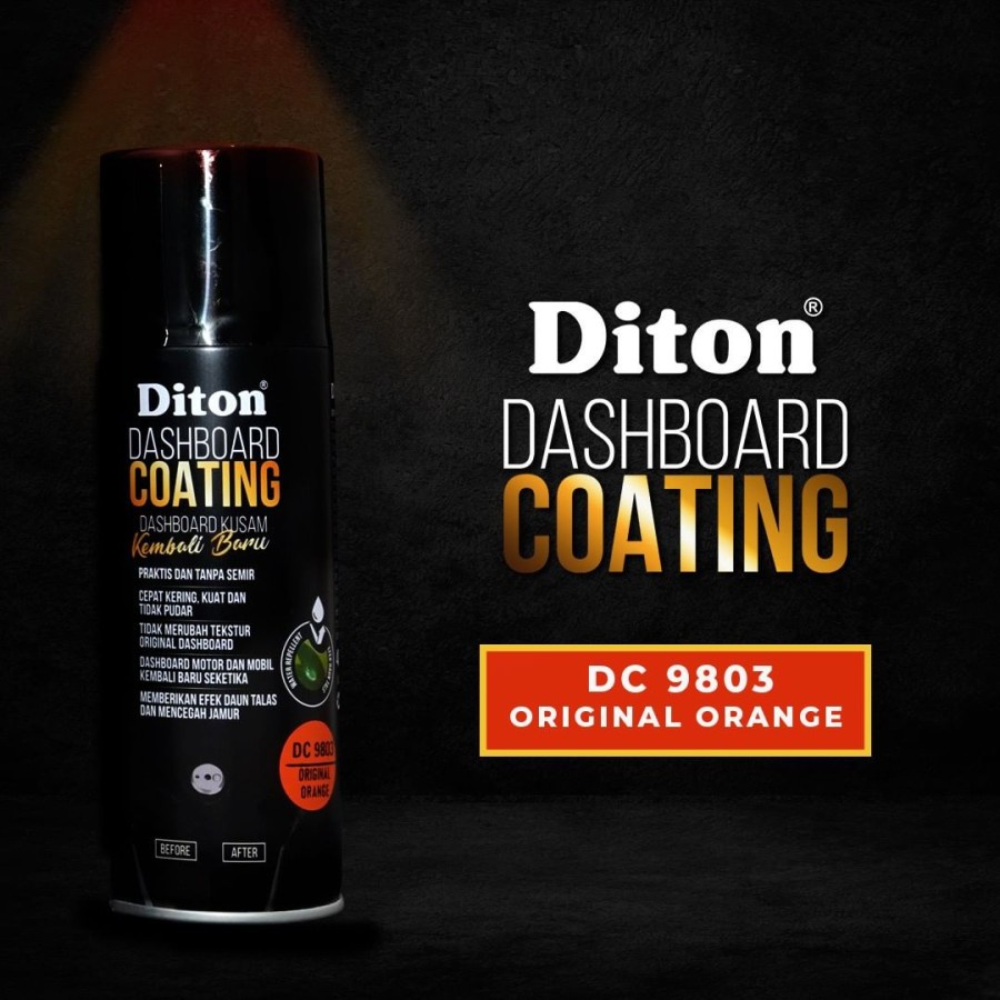 DITON PREMIUM DC 9803 DASHBOARD COATING ORANGE Jingga Cat Semprot Pylox Pilox