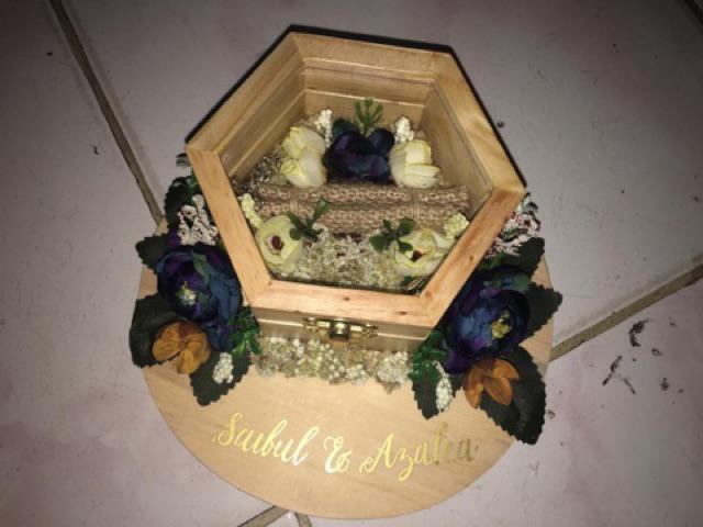 Ready Stock! Ring Bearer, Ring Box, Kotak Cincin, Seserahan -  Rustic Dengan Nama.
