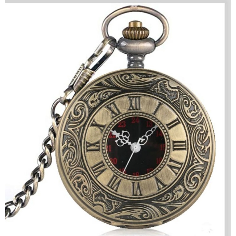 Original pocket watch Jam saku antik mewah romawi BRONZE jepit Premium Kekinian