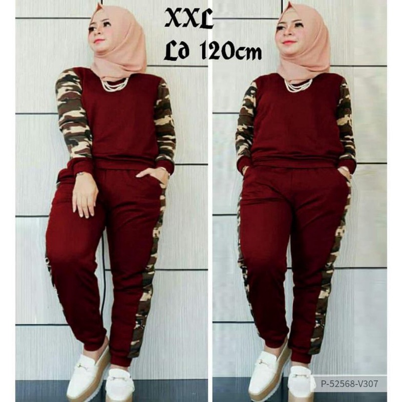 SET WANITA SPORTY ARMY BABYTERRY JUMBO