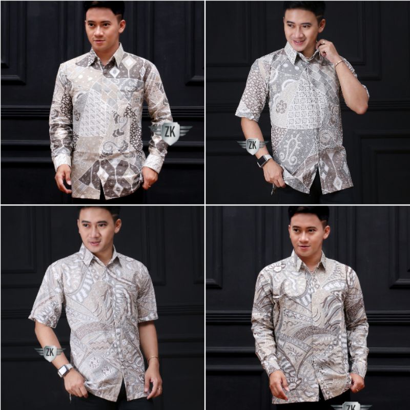 Batik Pria Lengan Panjang BATIK NAKULA HRB026 motif KERATONAN Kode 002 size M L XL XXL Reguler