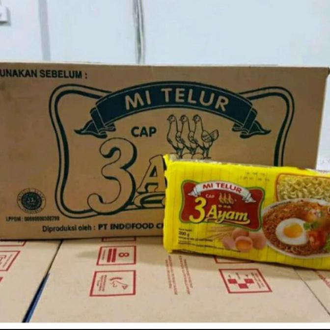 

Terlaris# Mie Telor Cap 3 Ayam 200Gr 1 Dus