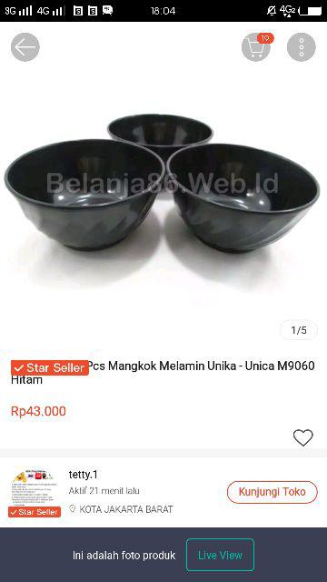 3 Pcs Mangkok Melamin Unika - Unica M9060 Hitam
