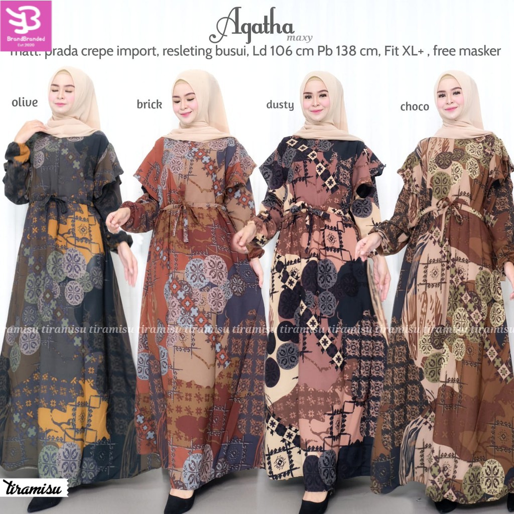 [COD] Gamis Maxy wanita remaja terbaru mewah. Maxi ibu muda kekinian premium Aqatha By Tiramisu