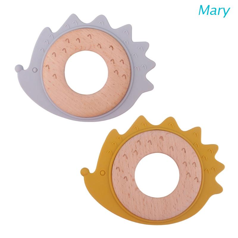 Mary Mainan Teether Bayi Bentuk Landak Kartun Bahan Silikon