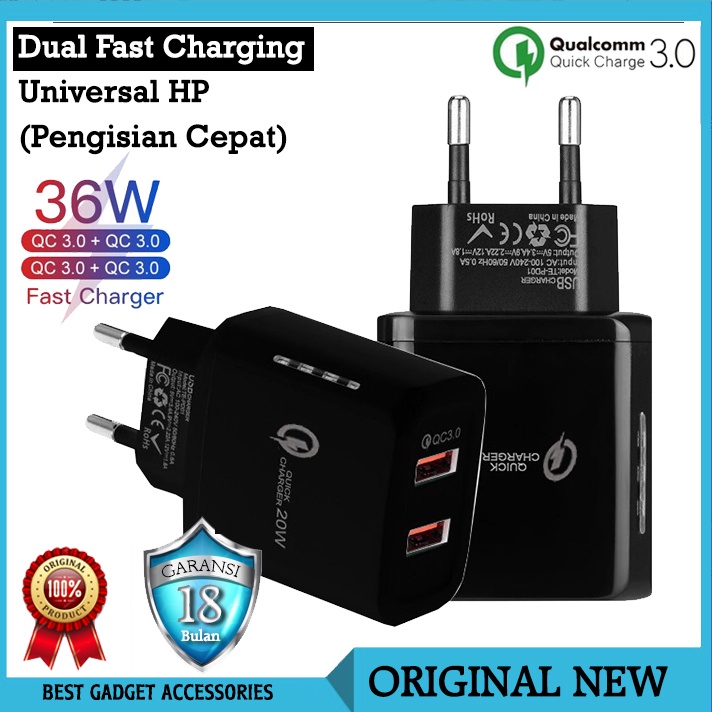 Universal Dual USB Quick Charger 3.0 hp Android iPhone Samsung Xiaomi IOS