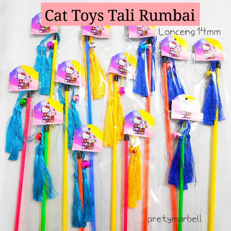 Cat Toys Stick Mainan  Kucing Tali Rumbai Lonceng 14mm