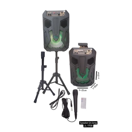 SPEAKER BLUETOOTH 8 inch JL-1938T GRATIS MIC DAN STAND SPEAKER MERK JINLONG