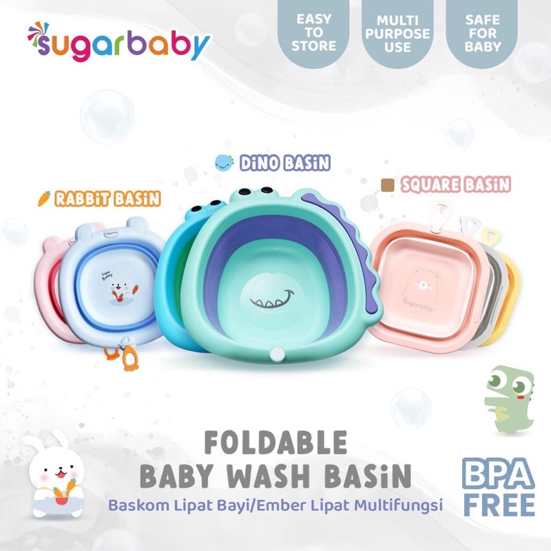 Makassar ! Foldable Rabbit Baby Wash Basin Baskom Lipat Sugar Baby