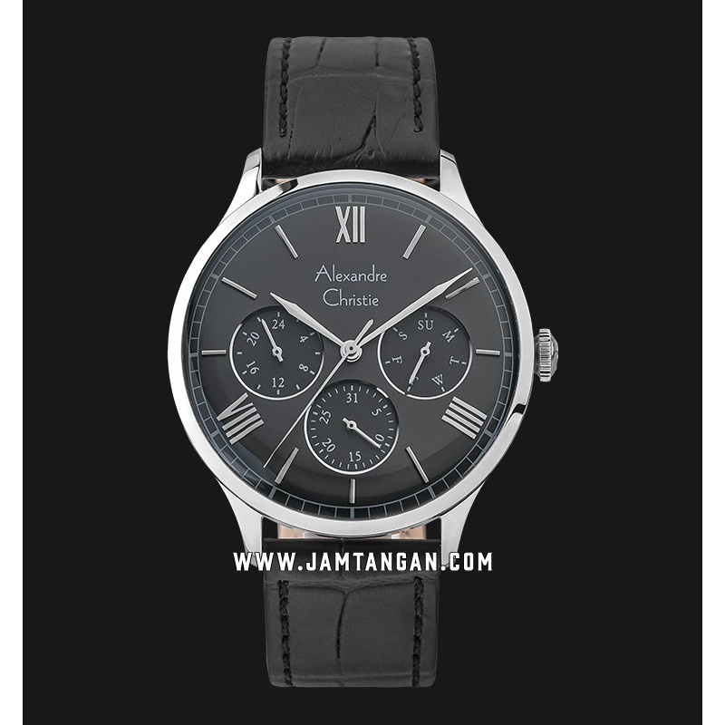 Alexandre Christie AC 6568 MF LSSBA Men Black Dial Black Leather Strap