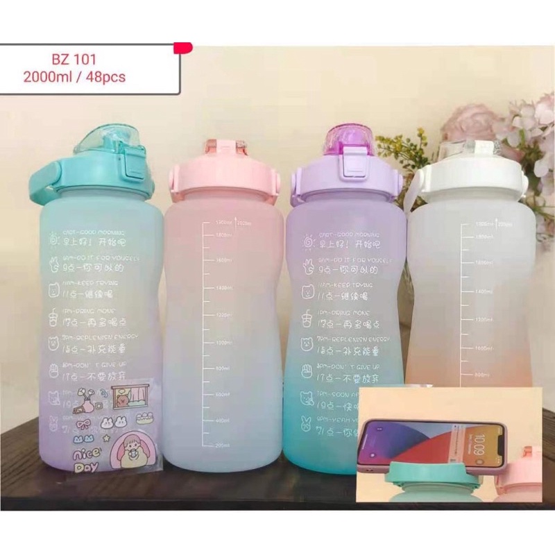 Botol Minum 2 Liter 2000ML (BZ 101) 1300ML 1.3 Liter (BZ102) Korea VIRAL / Botol Gradasi / Botol Lucu / Botol Besar SA GROSIR UNIK2