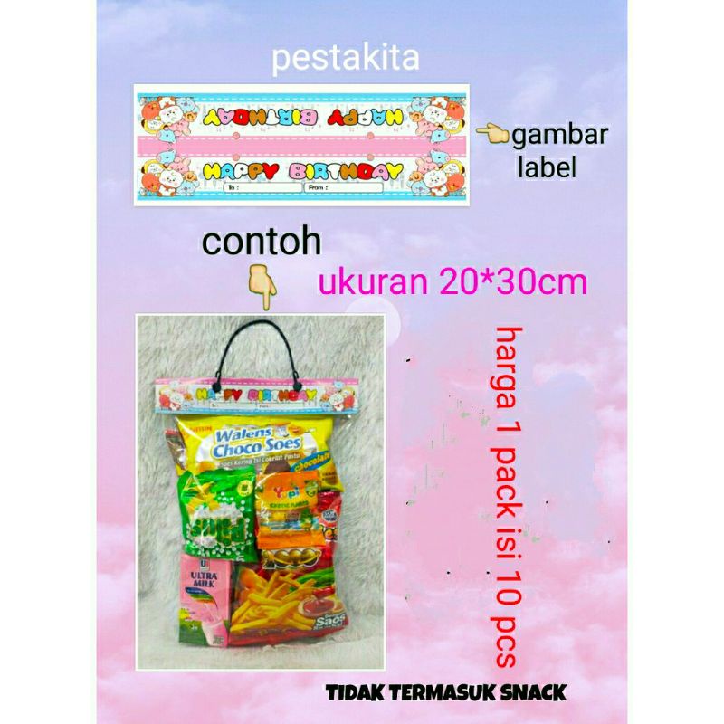 Isi 10pcs Plastik Snack Ulang Tahun Bentuk Tas Label Karakter cocomelon bt21 baby shark zoo