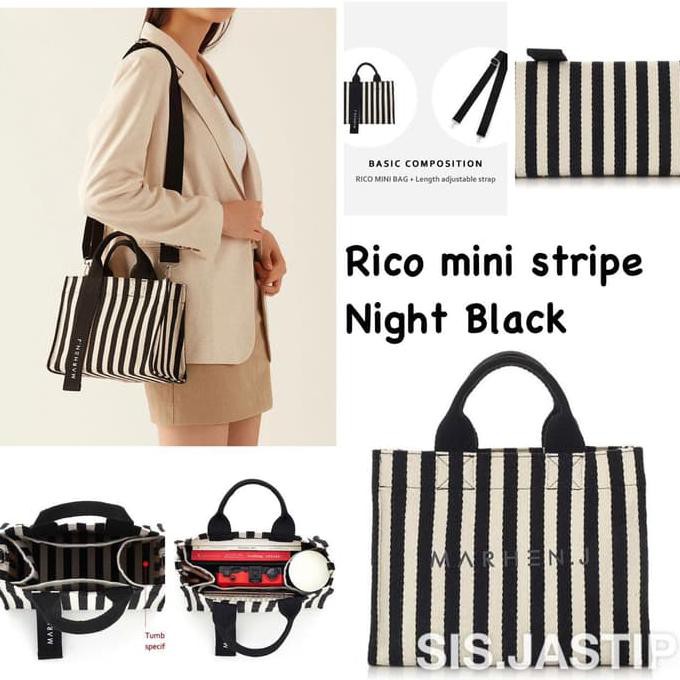 Pengiriman Cepat Marhen J Rico Mini Stripe Night Black BARANG BAGUS