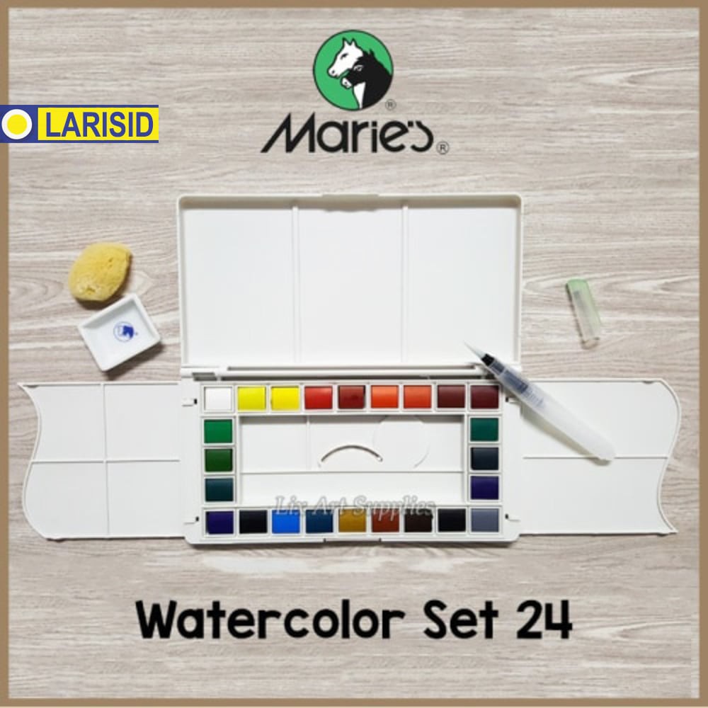 

MARIES SOLID WATERCOLOR POCKET BOX SET 24 WARNA CAT AIR MARIES