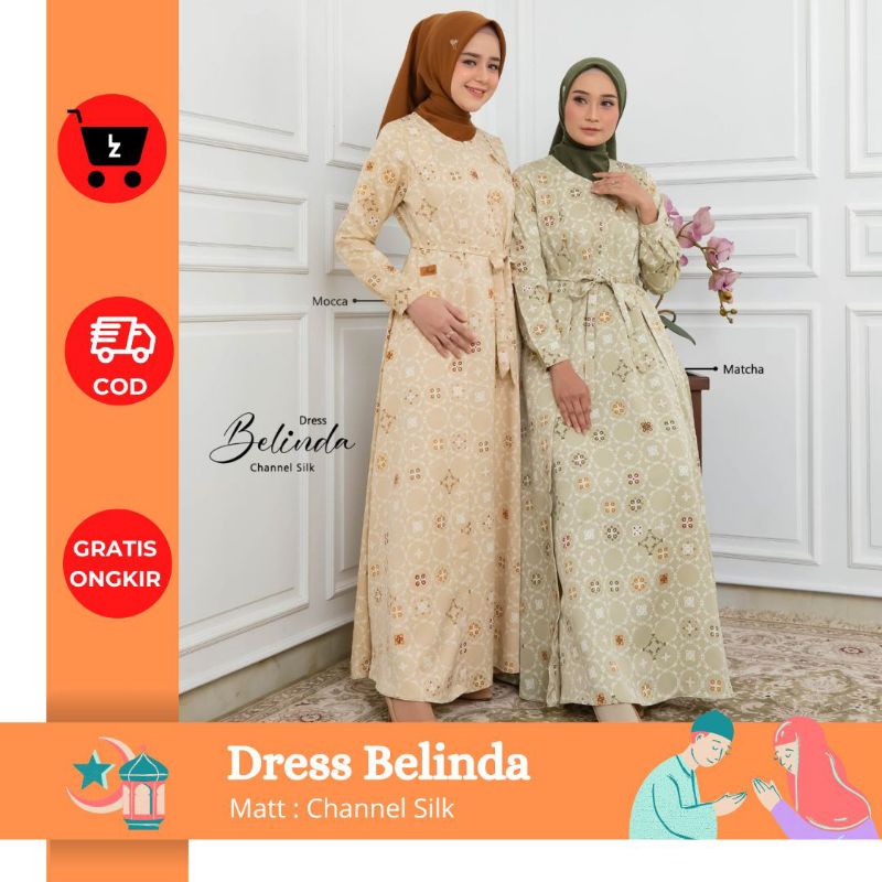 Terlaris ✓ Gamis Dewasa Terbaru Belinda Dress Arrafi Bahan Channel Silk Terlaris 2022 Bisa COD