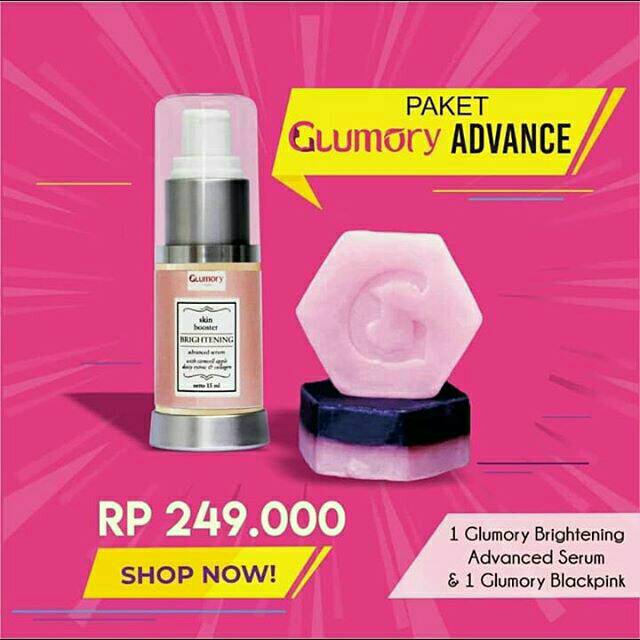 Paket GLUMORY ADVANCE ( glumory brightening advance serum+ glumory blackpink soap)