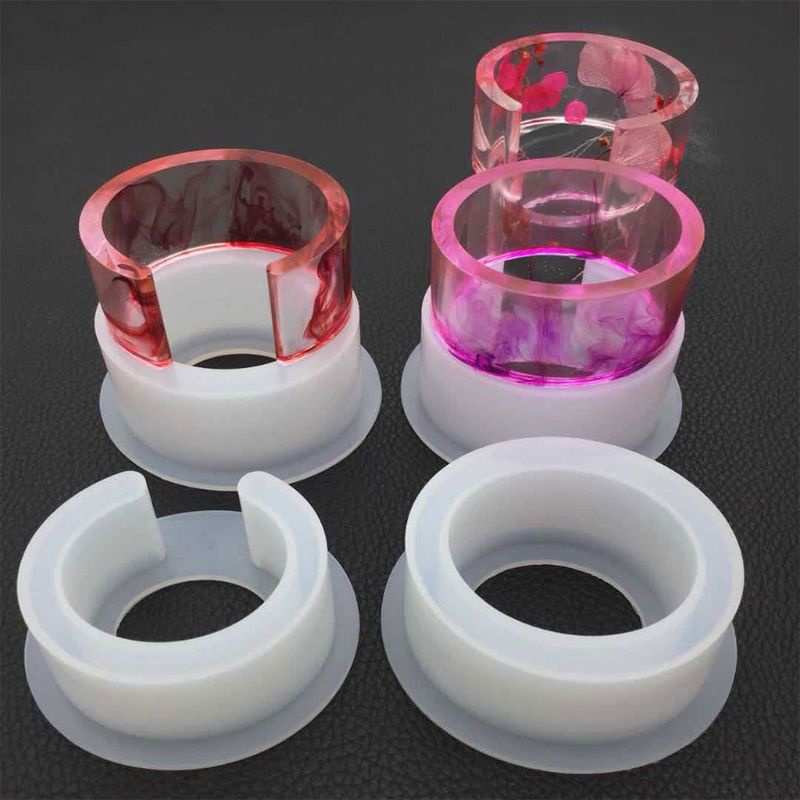 SIY  Semi-opening C-shaped Bracelet Silicone Mold DIY Crystal Epoxy Oval Bracelets Large Size Mirror Crafts Making Molds