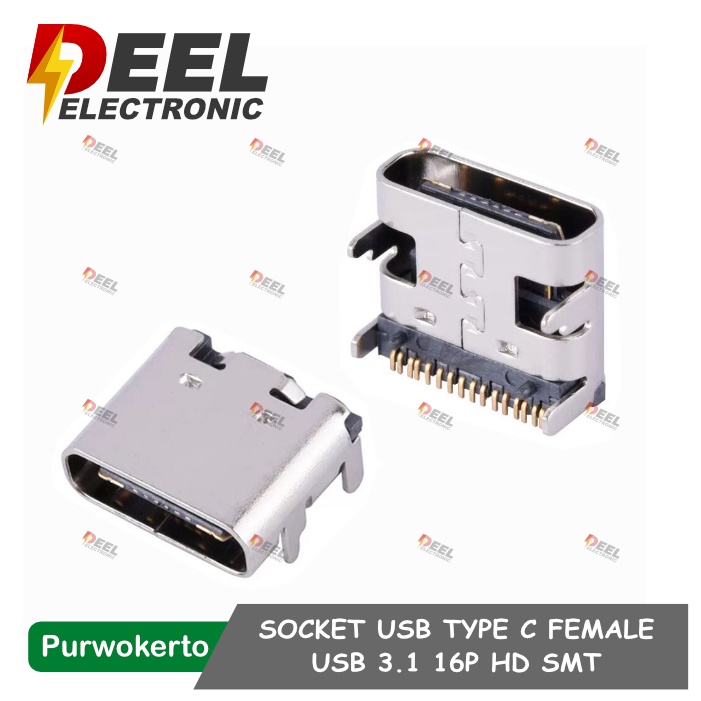 SOCKET USB TYPE C FEMALE USB 3.1 16P HD SMT SOCKET CONNECTOR TYPE C