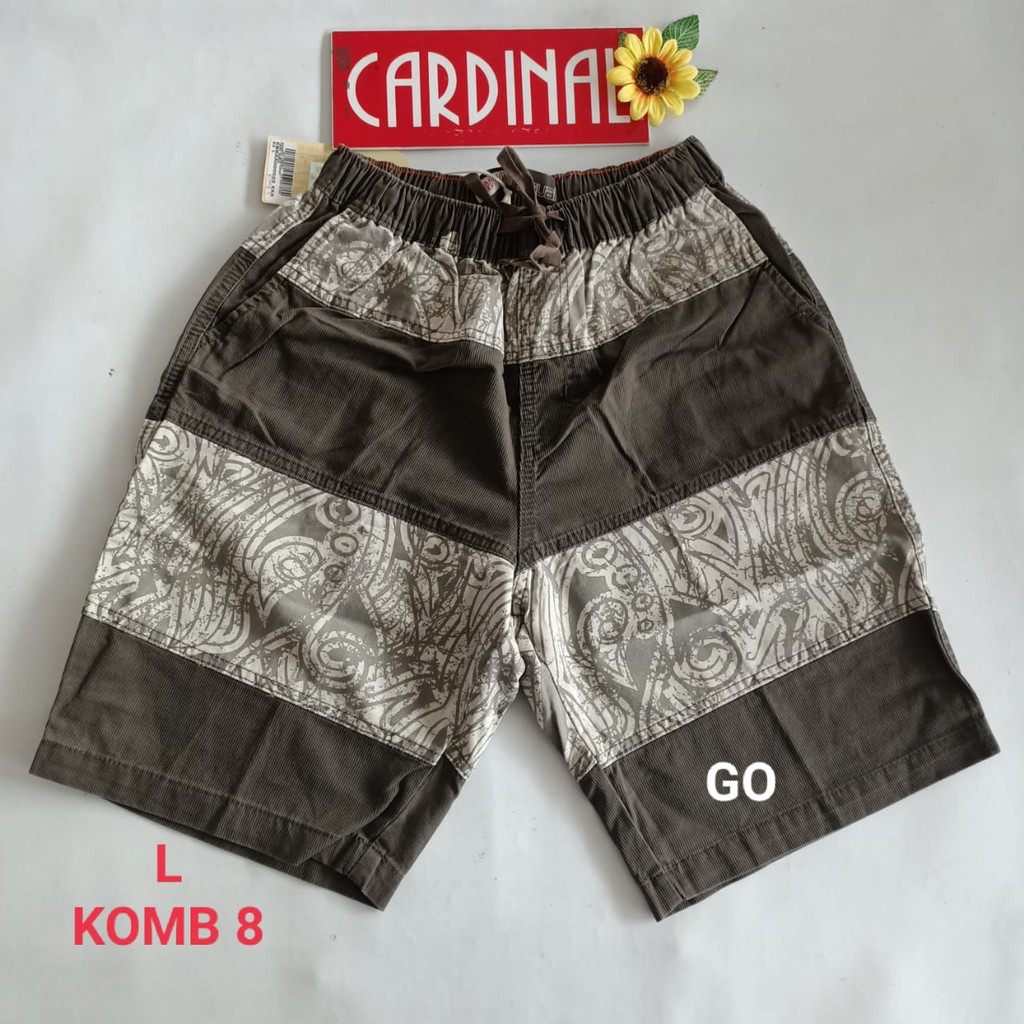 gof L CARDINAL KOMBINASI CELANA PENDEK KARET KOLOR Katun Casual Soft Jeans Murah Santai Original