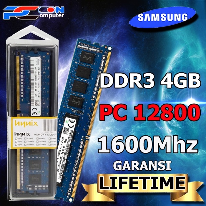 RAM PC DDR3 4GB MEMORY KOMPUTER PC 10600/12800 SAMSUNG HYNIX