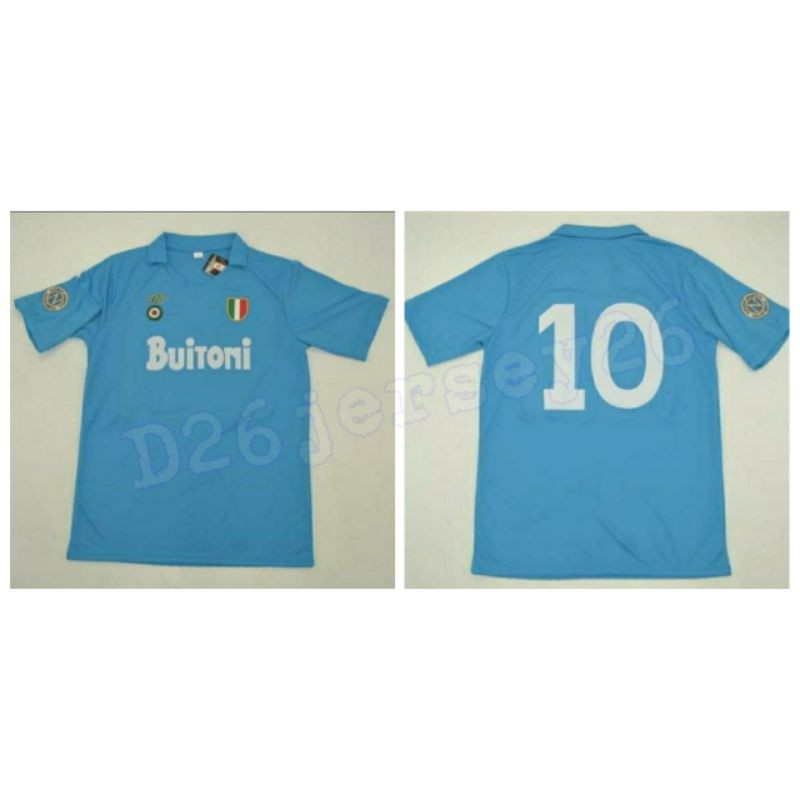 Jersey RETRO Napoli Home 1987 / 1988 Maradona OFFICIAL + Cetak nama Font RETRO OFFICIAL