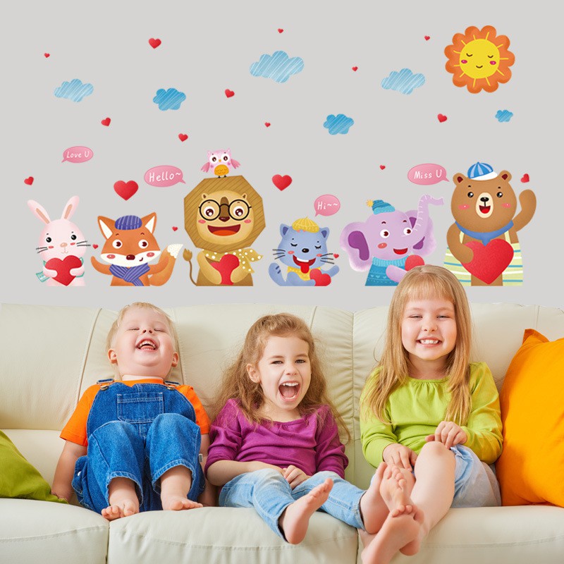 Reliza Wall Sticker Zoo Animal Greeting Hewan Anak LDR274