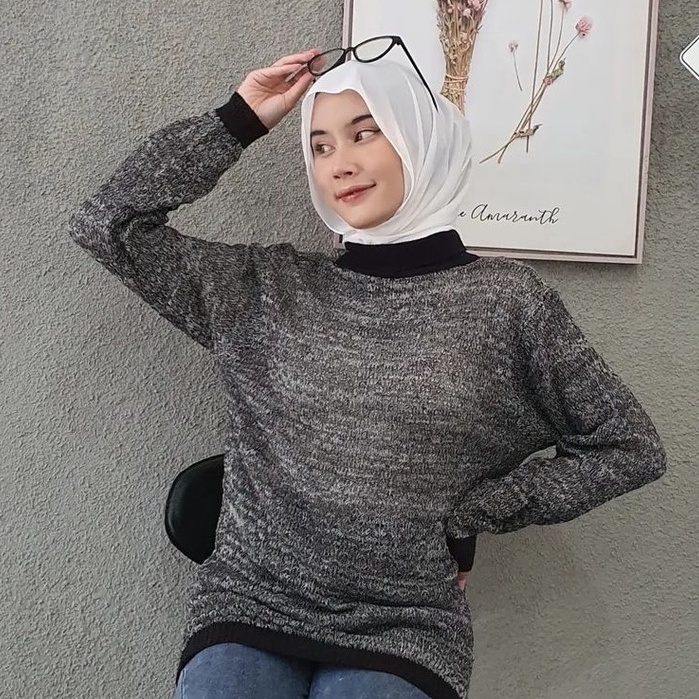 Zanah Sweater  Crewneck Wanita Osaka TurtleNeck Bahan Rajut Korean Style