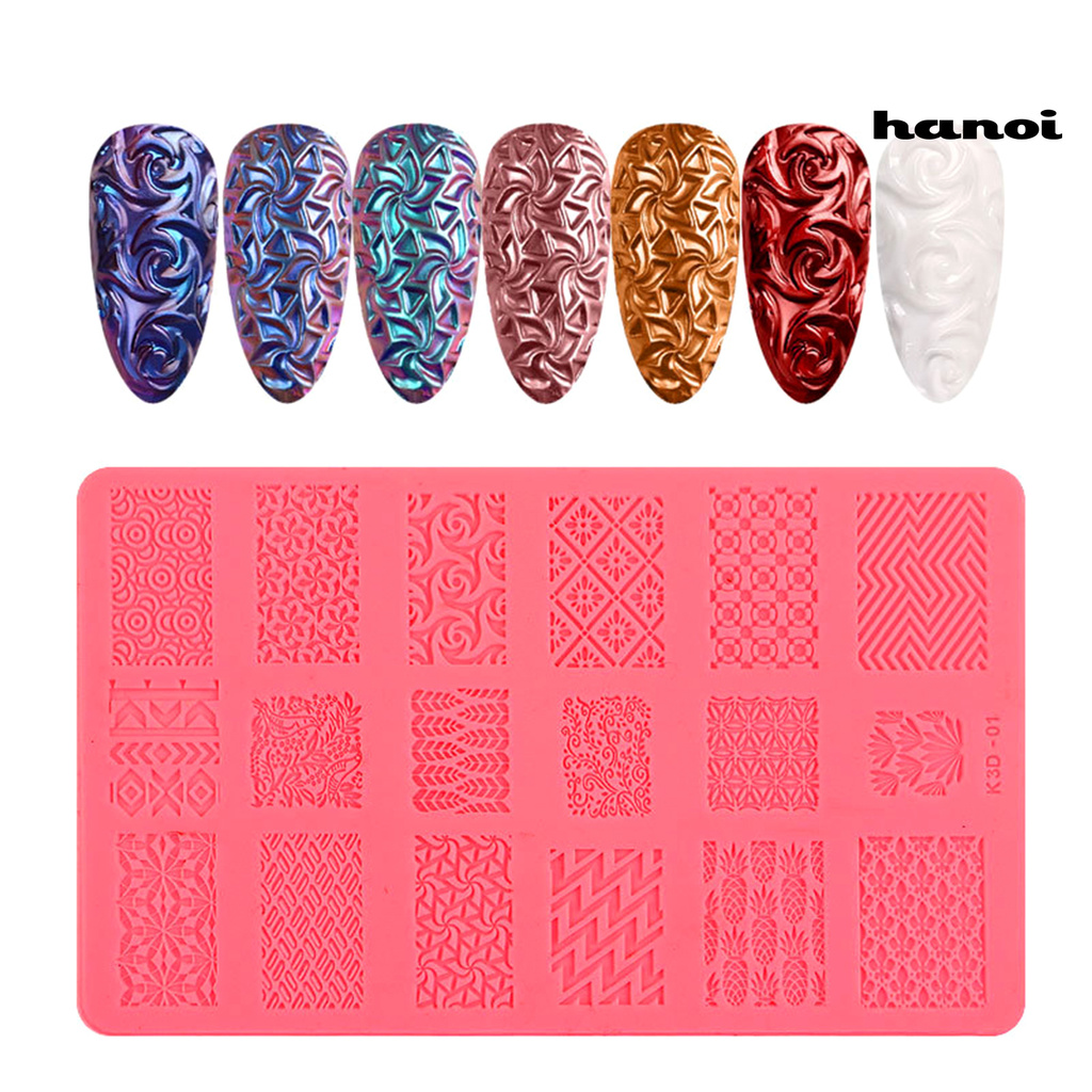 HN_Nail Template Exquisite Practical Colorful Silicone Nail Stemping Plates for Girl