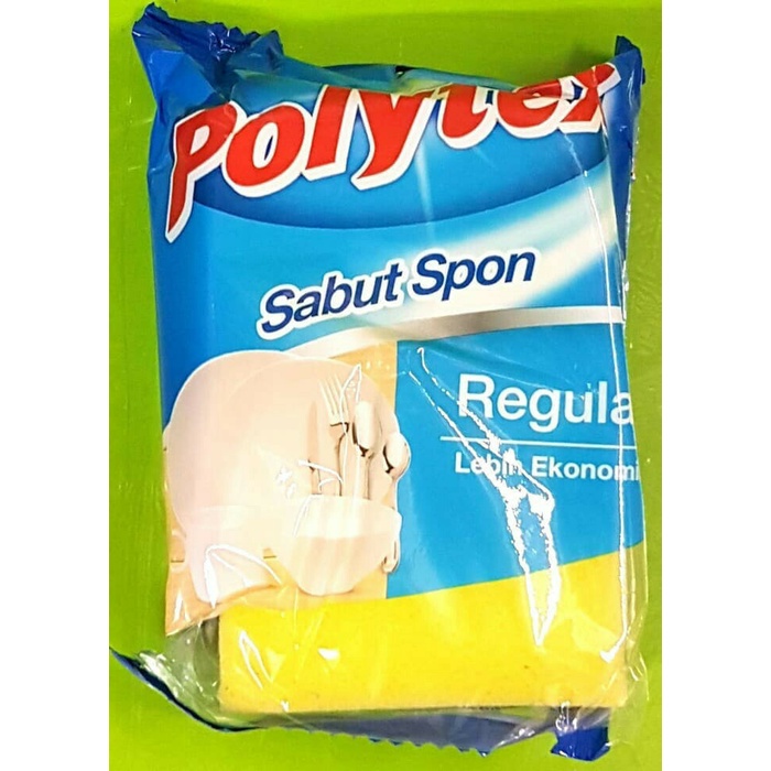 Q5( POLYTEX ) GROSIR SPON SABUT BUSA PREMIUM KUNING HIJAU CUCI PIRING