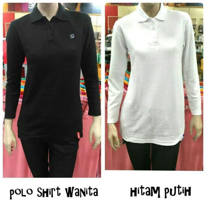 KAOS WANITA POLOS POLO SHIRT LENGAN PANJANG KERAH PIQUE LACOSTE